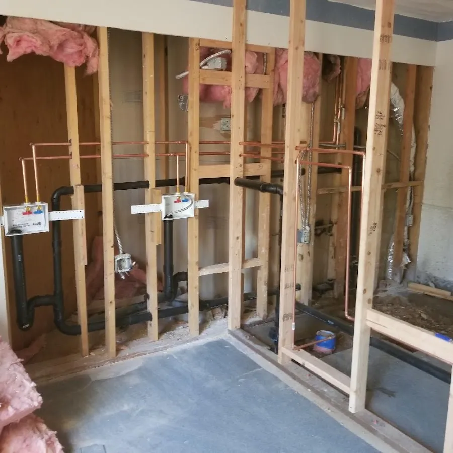 Copper pipe rough-in and plumbing installation in Torrington